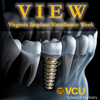 image of an illustration of a dental implant in a jaw with the words Virginia Implant Excellence Week