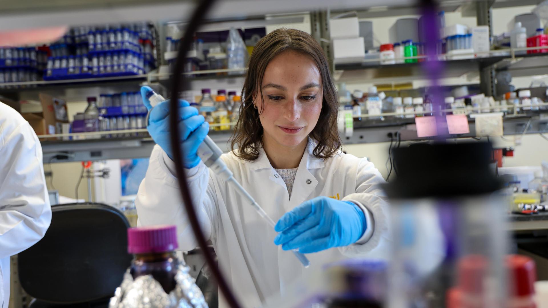 Research student in the lab