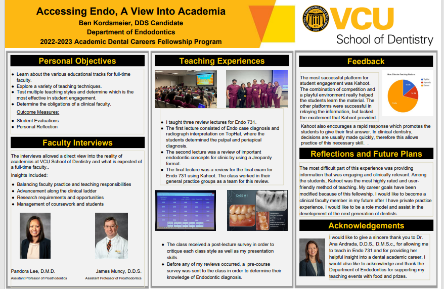 Ben Kordsmeier’s (D3) poster presentation at VCU SoD Research Day.