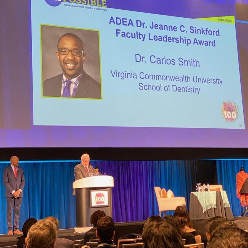 Carlos Smith  honored with the inaugural Dr. Jeanne C. Sinkford Faculty Leadership Award